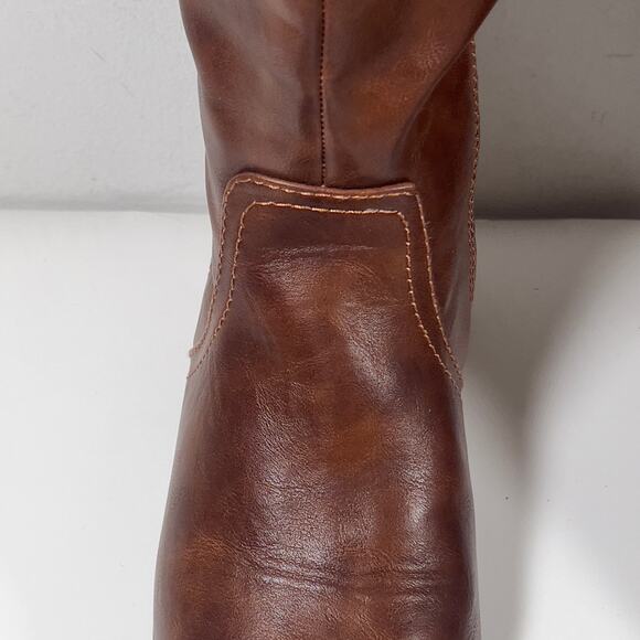 DR SCHOLLS Brown Faux Leather Wide Calf Women's Riding Boot 8.5M 1.5" Heel - Picture 11 of 16